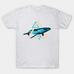 Swimming Humpback Whale, Turquoise T-Shirt